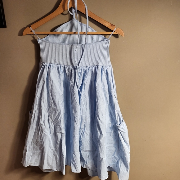 Zara blue cotton halter dress, size S - Picture 5 of 12